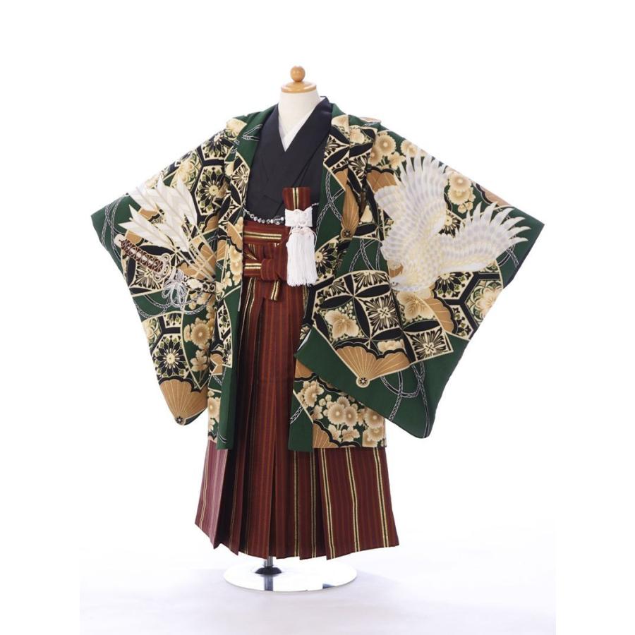 縁起の良い扇柄の七五三 7歳 着物 袋帯 長襦袢 小物セット オレンジ