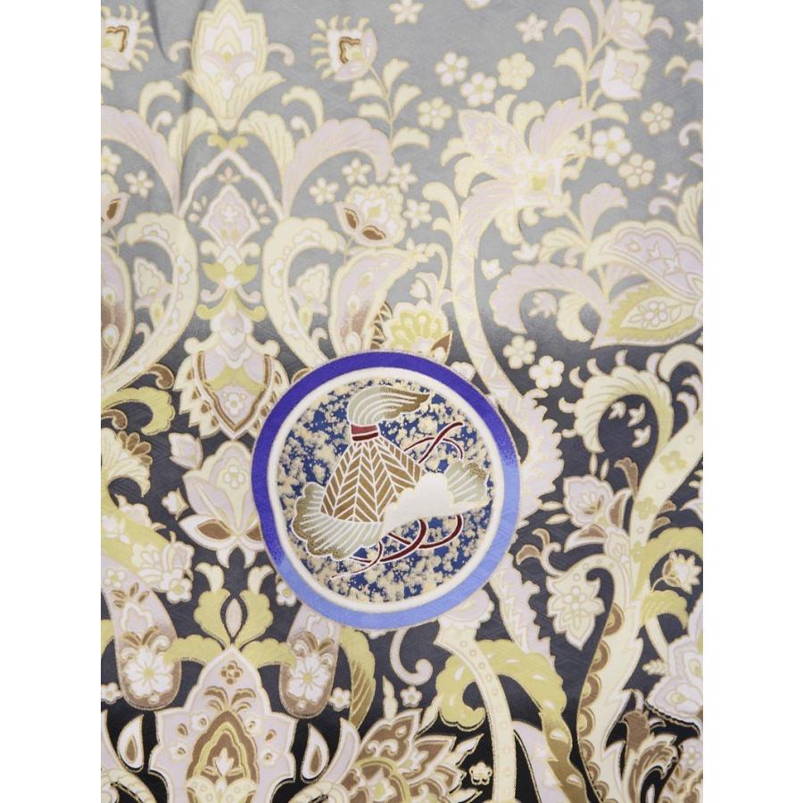 羽織：グレー地 着物：グレー系 袴：青紺系袴 七五三 5歳男の子 着物