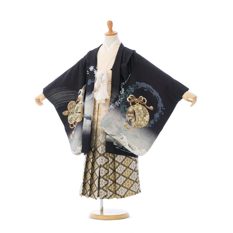 レンタル着物|110〜120cm|5歳男|七五三着物レンタルフルセット(黒系