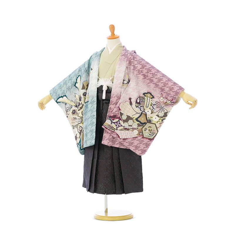 レンタル着物|105〜115cm|5歳男|七五三着物レンタルフルセット(赤×緑系