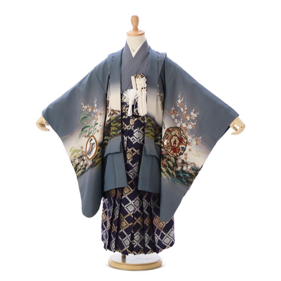 着物 5歳 鷹柄の七五三着物レンタルフルセット(グレー系 )|男の子(五歳