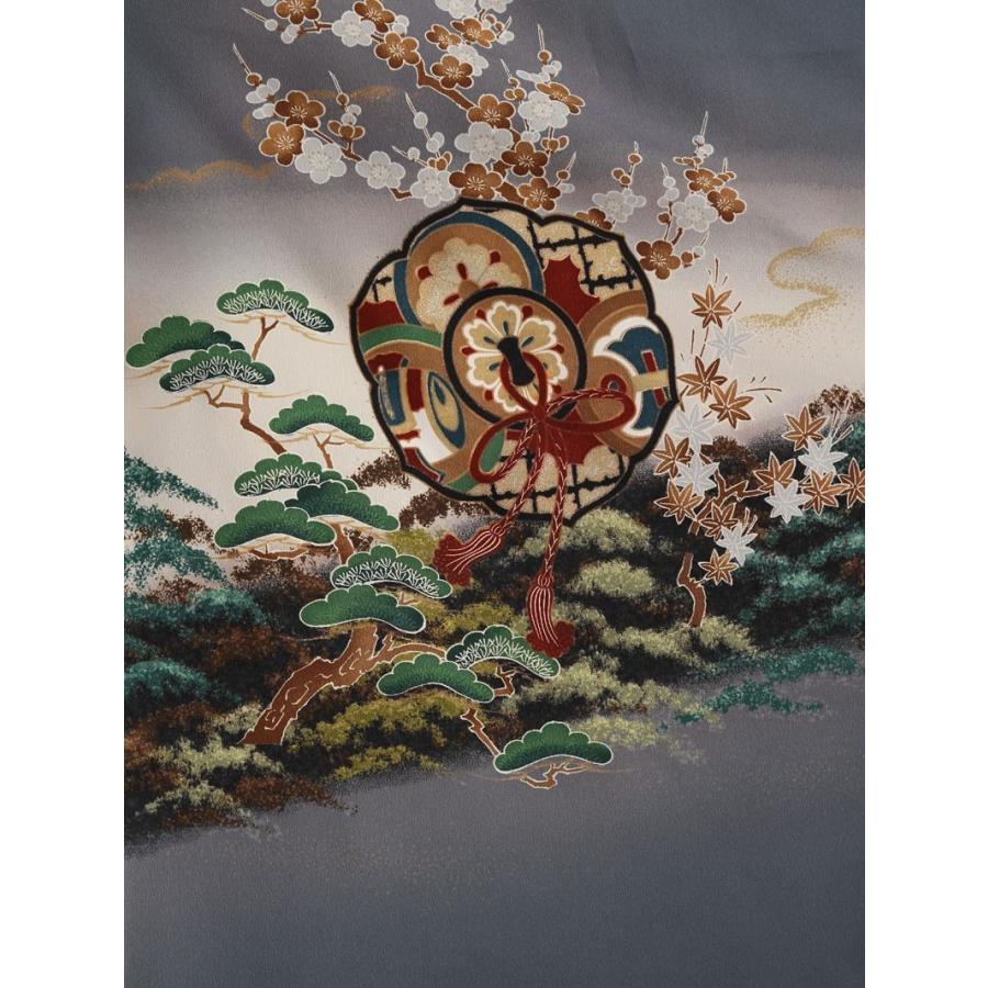着物　5歳　鷹柄の七五三着物レンタルフルセット(グレー系 )|男の子(五歳) 5-678 |  | 03