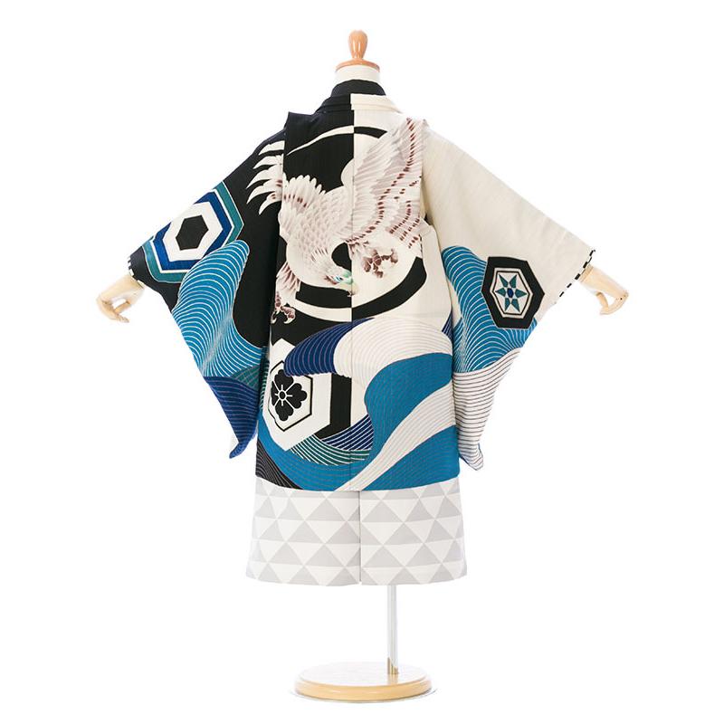 5-847 山口智充×JAPAN STYLE 鷹 羽織：白×黒×水色 着物：黒地 袴：白