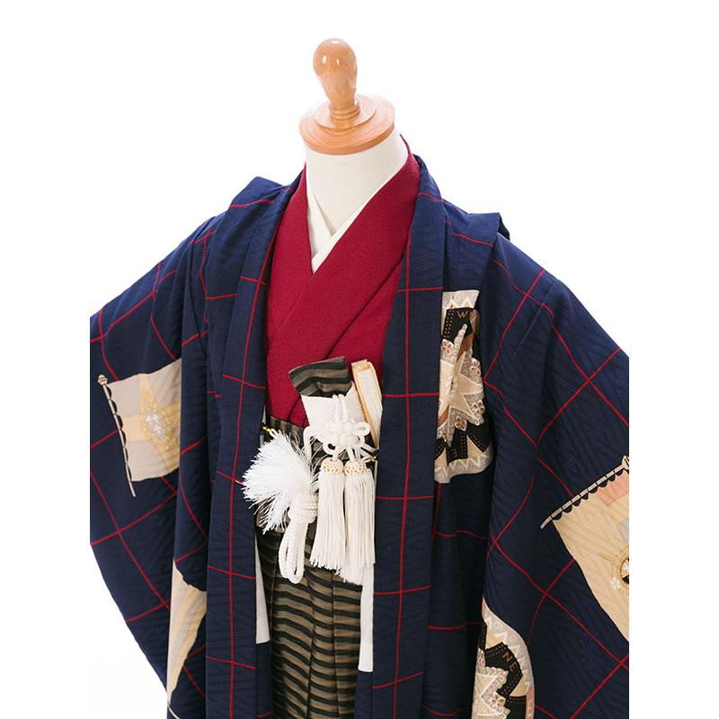 5-849 ブランド モダンアンテナ プラネット 海賊船 羽織：紺地 着物