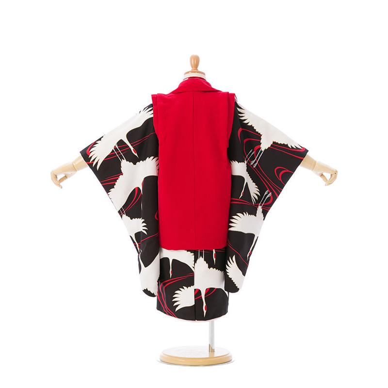 753 着物 3歳 七五三 3歳 753 レトロ鶴柄の七五三着物3歳女の子(被布