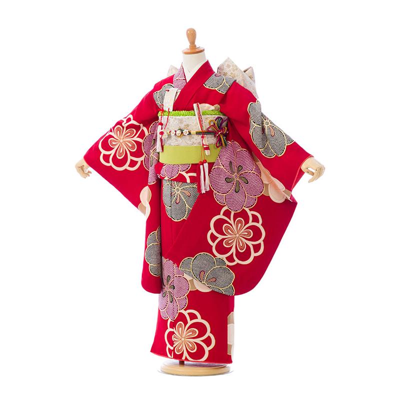 七五三　女の子 5歳〜７歳（小柄）　着物フルセット 七五三 女の子 7才 7歳 着物 フルセット モダン 小紋柄 14点
