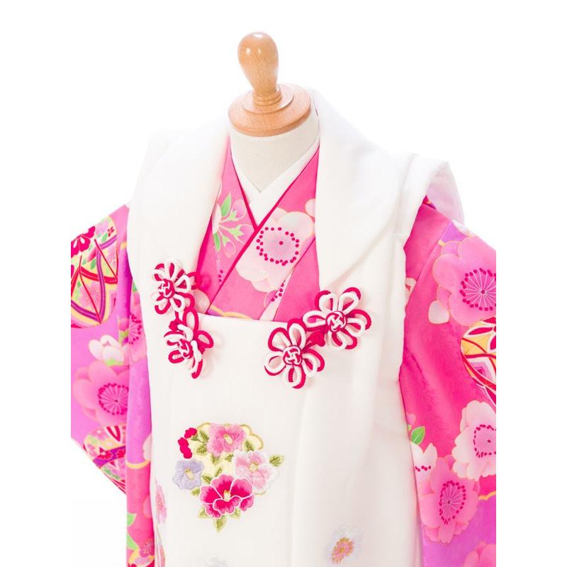 被布 桜梅柄の七五三着物3歳 女の子(被布)フルセット（ピンク系