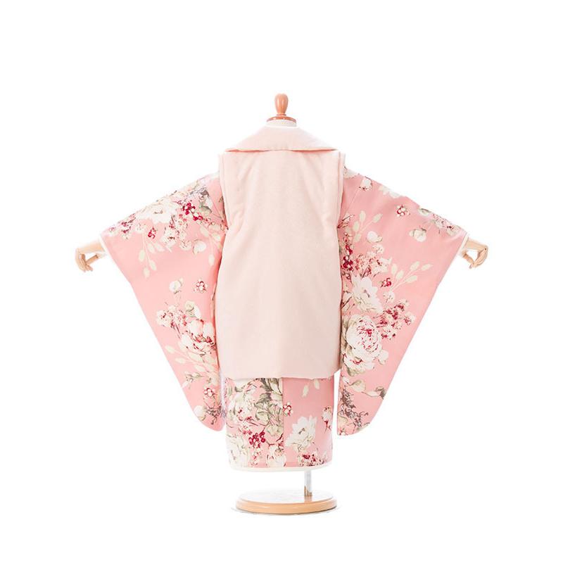 上質|SUGAR KEI|七五三着物3歳 女の子|(被布)フルセット(ピンク系)