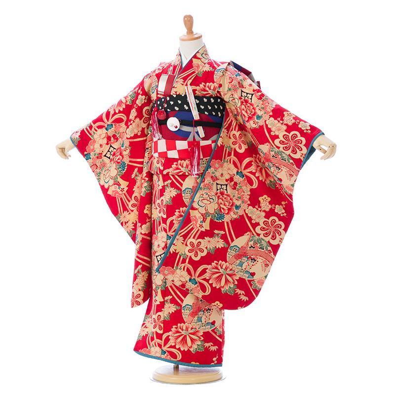 e-7-046 七五三 着物 レンタル Modern Antenna 7歳 女の子 貸衣装 ７才 女児 フルセット付 簡単な着せ方マニュアル付