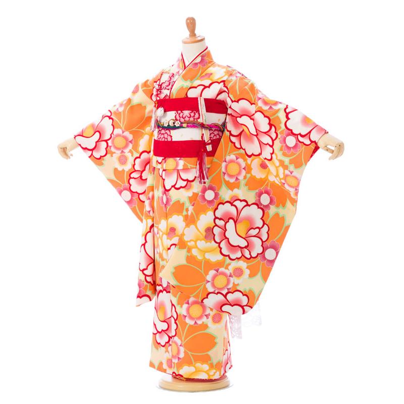 七五三 着物 7歳 フルセット　七五三7歳着物　七五三 レンタル 7歳 女の子 送料無料　簡単な着付け方マニュアル付｜ e-7-055 花わらべ ７才女児