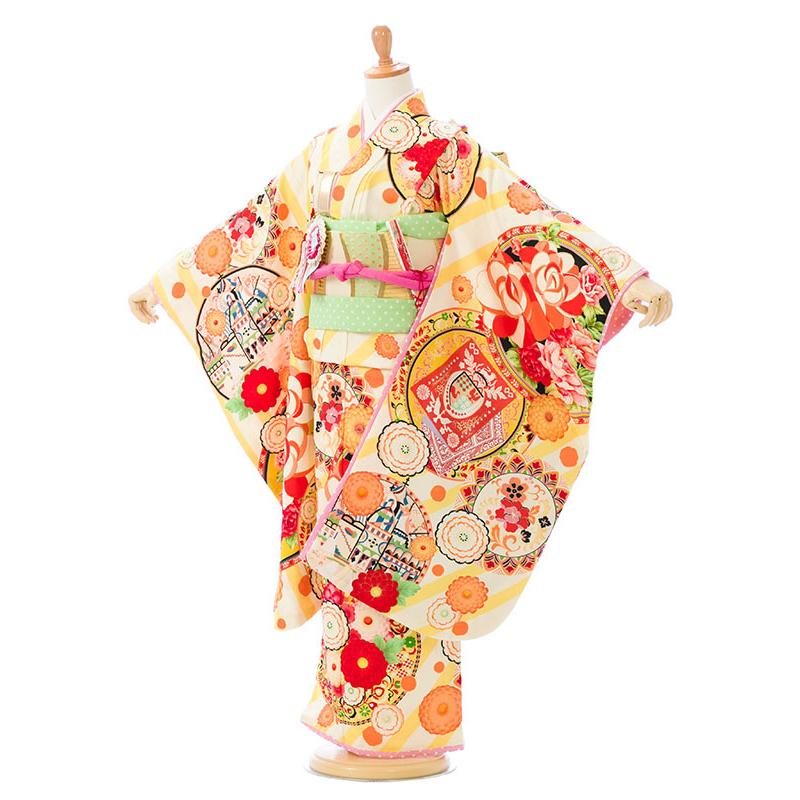 七五三 着物 7歳 フルセット　七五三 レンタル 7歳 女の子 送料無料　簡単な着付け方マニュアル付｜ E-7-103 Blythe