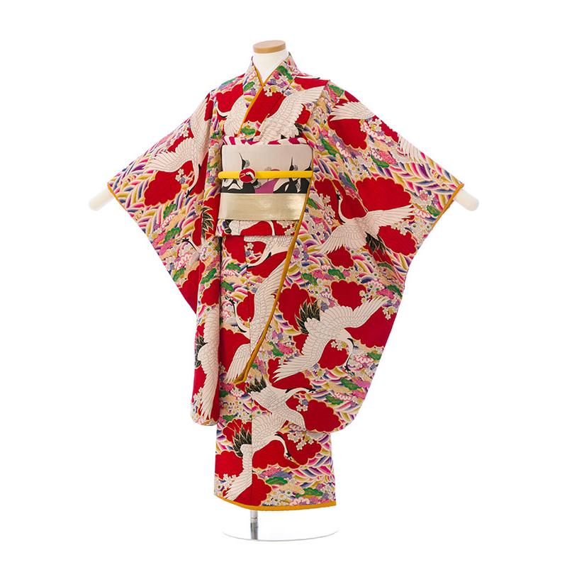 七五三 着物 7歳 フルセット　簡単な着付け方マニュアル付｜Modern Antenna|七五三着物レンタルフルセット(赤系)|女の子(七歳)　E-7-182