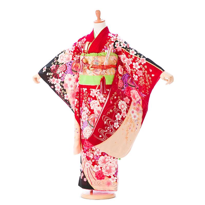 最終値下げ！七五三 赤色着物セット 正絹|七五三着物レンタルフルセット（赤系）｜女の子（七歳