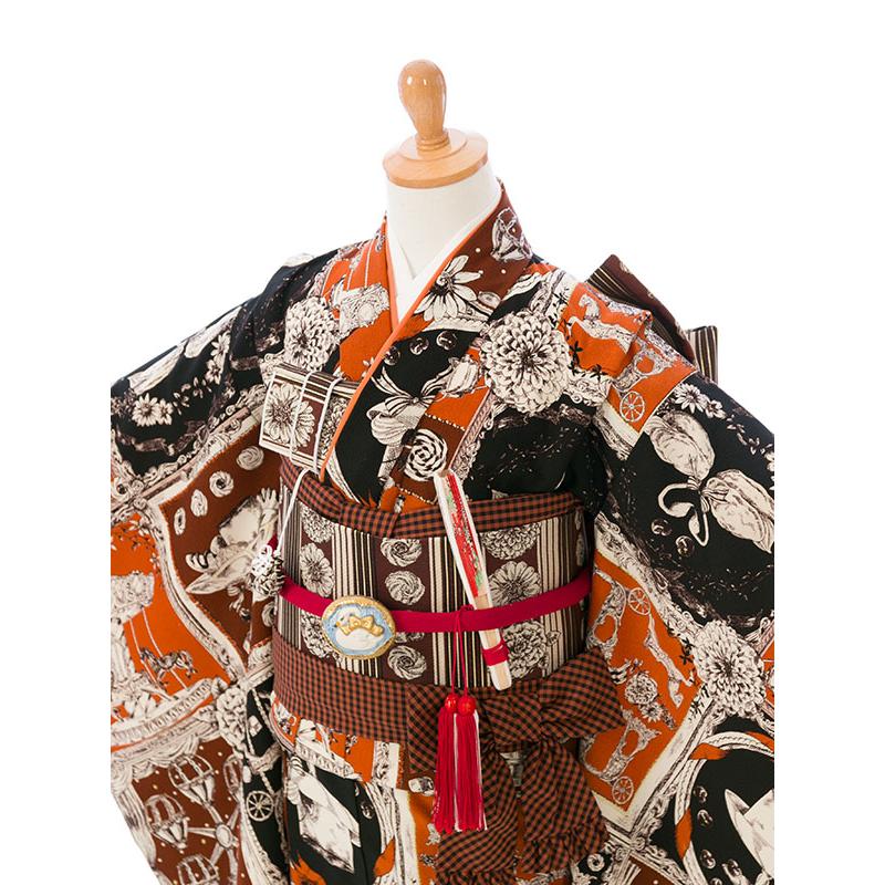 シュセット|115〜125cm|七五三着物レンタルフルセット(オレンジ系