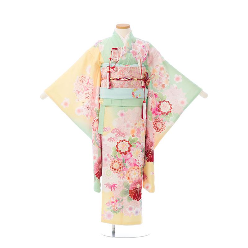 式部浪漫|絵羽|115〜125cm|七五三着物レンタルフルセット(グリーン系
