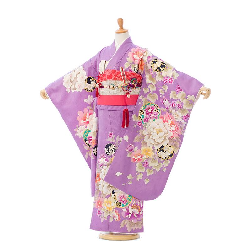 上質|絵羽|日本製|115〜125cm|七五三着物レンタルフルセット(紫系