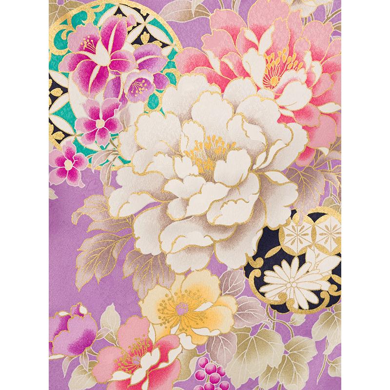 上質|絵羽|日本製|115〜125cm|七五三着物レンタルフルセット(紫系