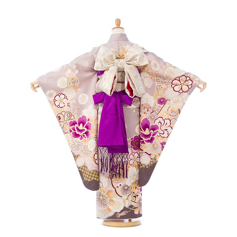 上質|絵羽|日本製|115〜125cm|七五三着物レンタルフルセット(紫系