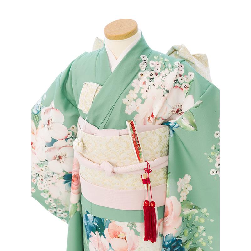 ハイクラス|絵羽|115〜125cm|七五三着物レンタルフルセット(グリーン系