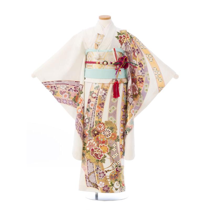 特選正絹|友禅|115〜125cm|七五三着物レンタルフルセット(白系)|女の子(七歳) HAP7308_1