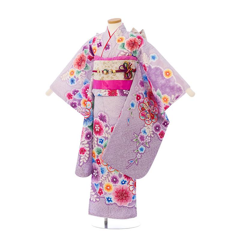 レンタル着物|7歳女の子|115〜125cm|七五三着物レンタルフルセット(紫
