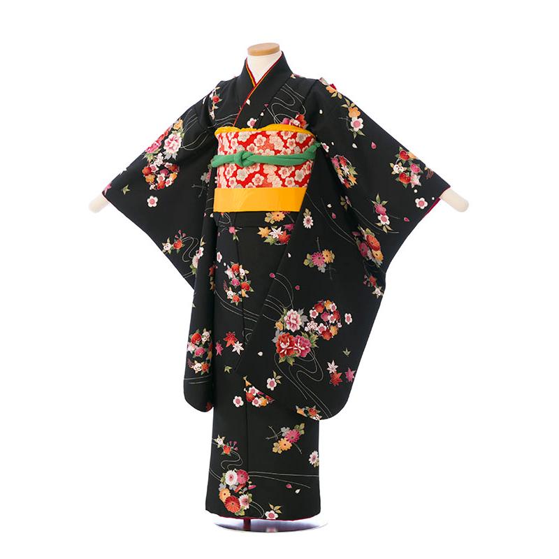 レンタル着物|7歳女の子|115〜125cm|七五三着物レンタルフルセット(黒