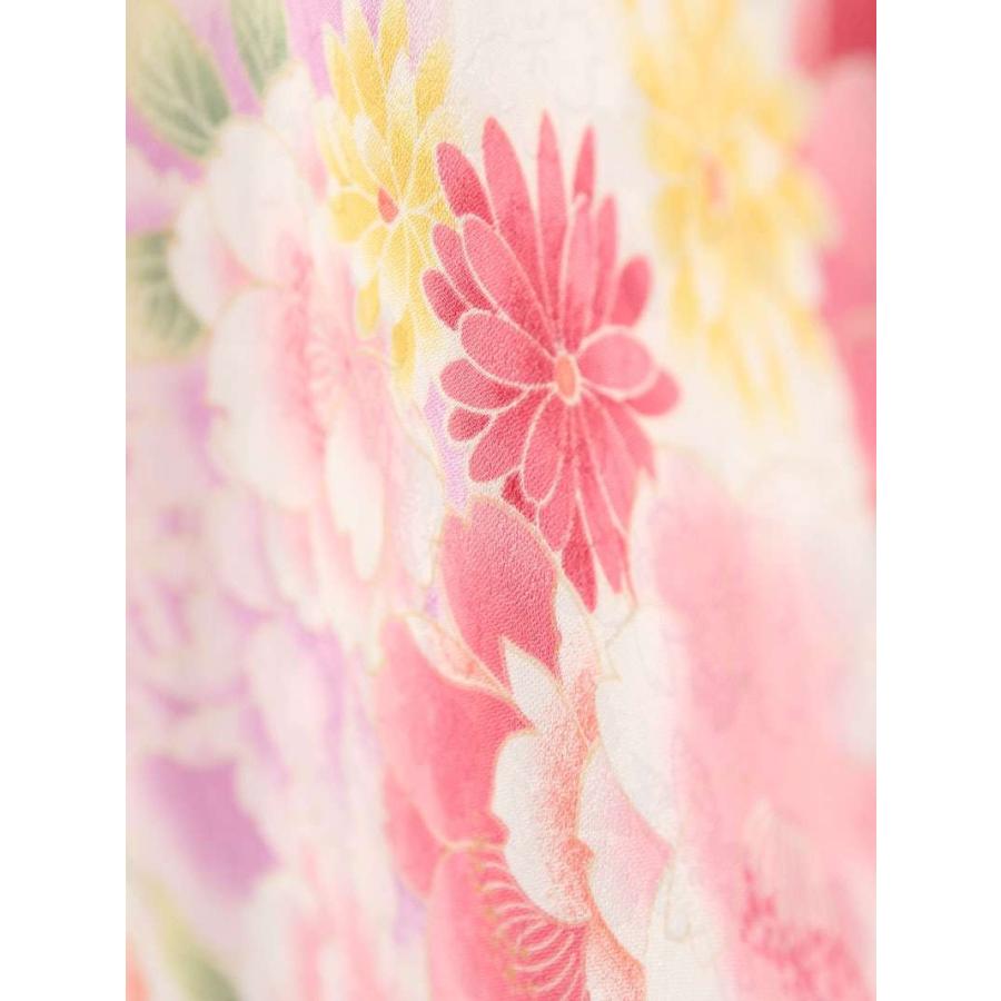 7歳着物 牡丹桜柄の七五三着物レンタルフルセット(白系 7歳着物 牡丹桜柄の七五三着物レンタルフルセット(白系