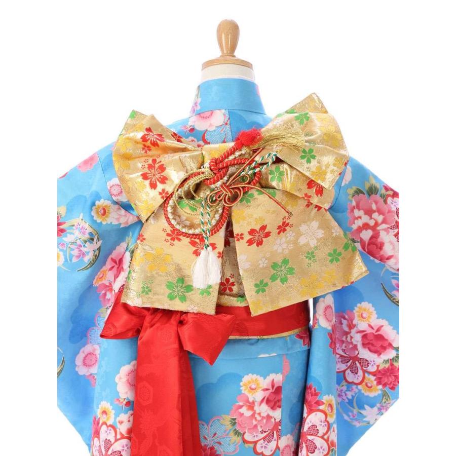 504agu10□七五三 7歳 女児 着物のみ 花丸 青□状態良好 504agu10□七五三 7歳 女児 着物のみ 花丸 青□状態良好 七五三