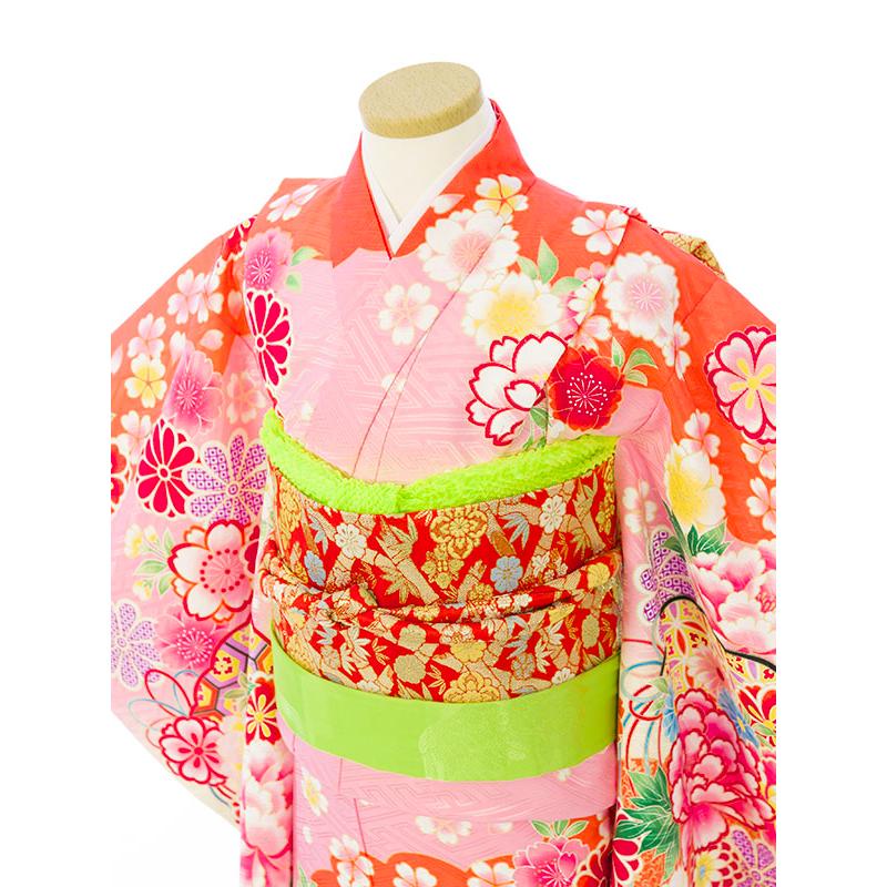 7歳|レンタル着物|110〜120cm|七五三着物レンタルフルセット(オレンジ