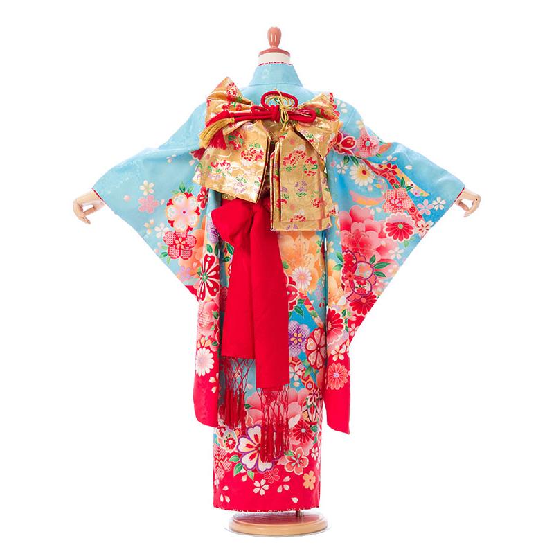 e-7-910 ブランド 花うさぎ 水色-桜 七五三 7歳女の子 7歳 着物 女の子