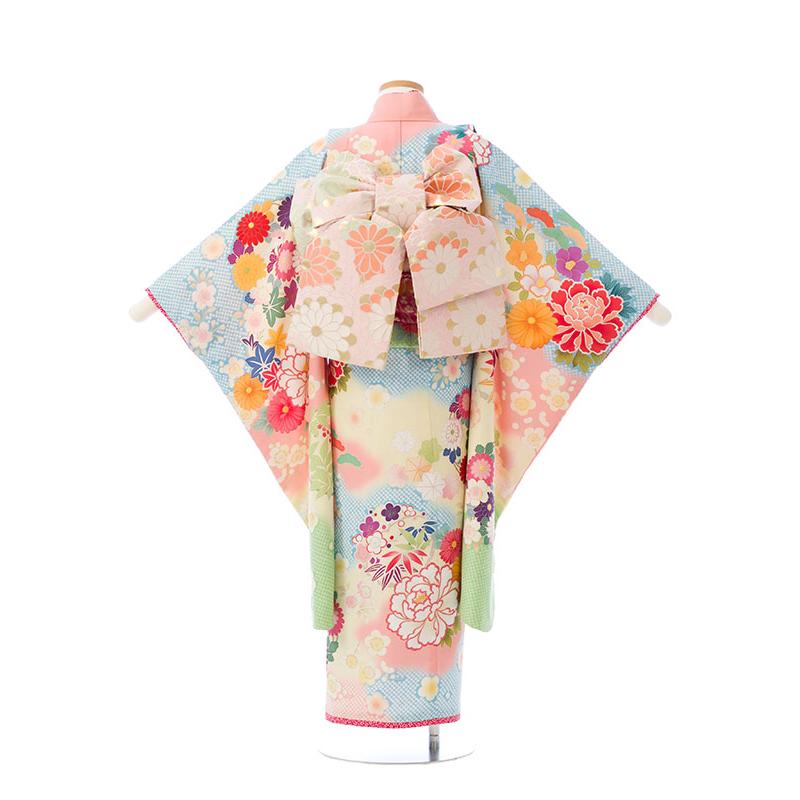 3歳　七五三　花柄 着物　乙葉 乙葉|着物レンタル|115〜125cm|七五三着物レンタルフルセット(クリーム