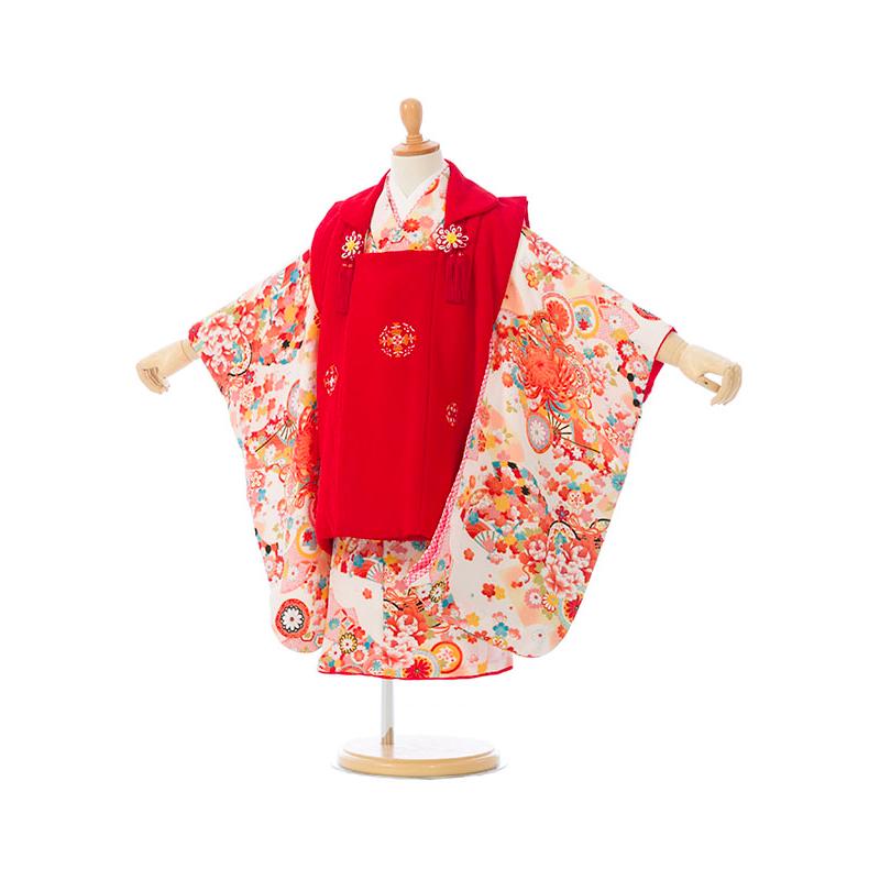 着物 七五三 3歳 女の子 フルセット 陽気な天使 中古品 子供着物 被布セット|陽気な天使|95〜105cm|七五三着物3歳|女の子(被布)フル
