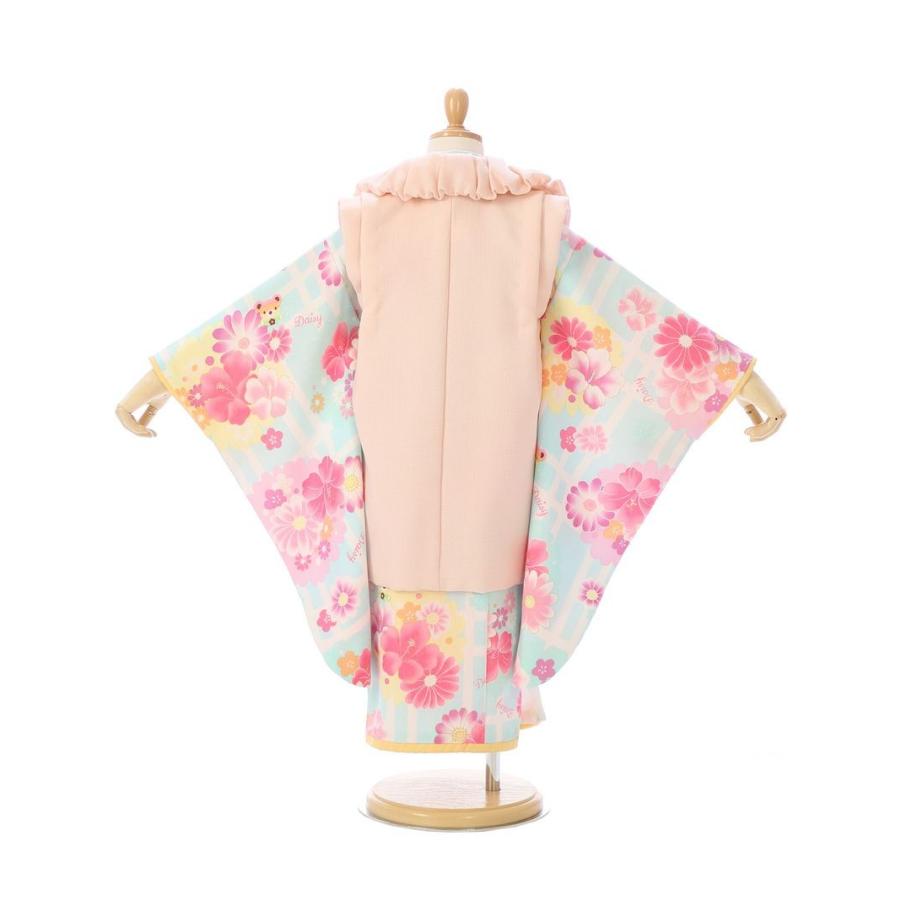 被布着物 3歳 パステル調七五三着物3歳 女の子(被布)フルセット（水色系）