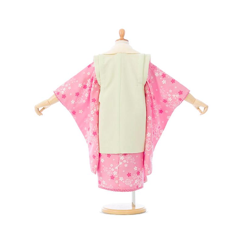 乙葉ブランド ピンク桜刺繍柄の被布フルセット(ピンク/グリーン系