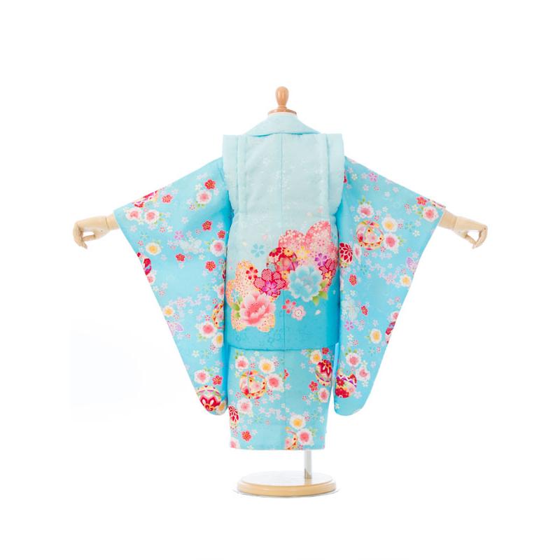 被布セット|90〜100cm|七五三着物3歳|女の子(被布)フルセット(ブルー系