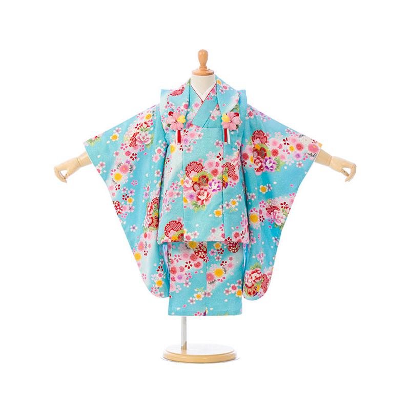 3歳 被布着物|七五三着物3歳 女の子(被布)フルセット(ブルー系)|女の子