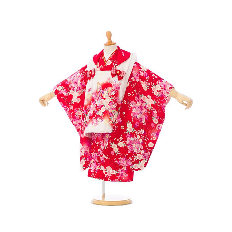 被布セット|90〜100cm|七五三着物3歳|女の子(被布)フルセット(赤系