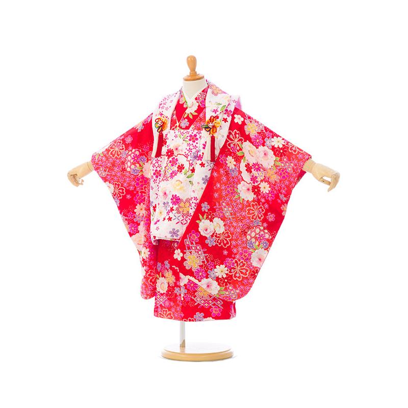 七五三 3歳用 フルセット 90-100 被布セット|90〜100cm|七五三着物3歳|女の子(被布)フルセット(赤系