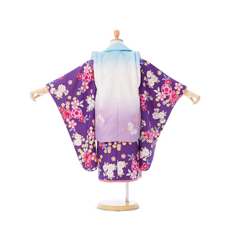 753 着物 3歳 七五三 3歳 753 着物｜ h-207 被布：白地に藤色と水色