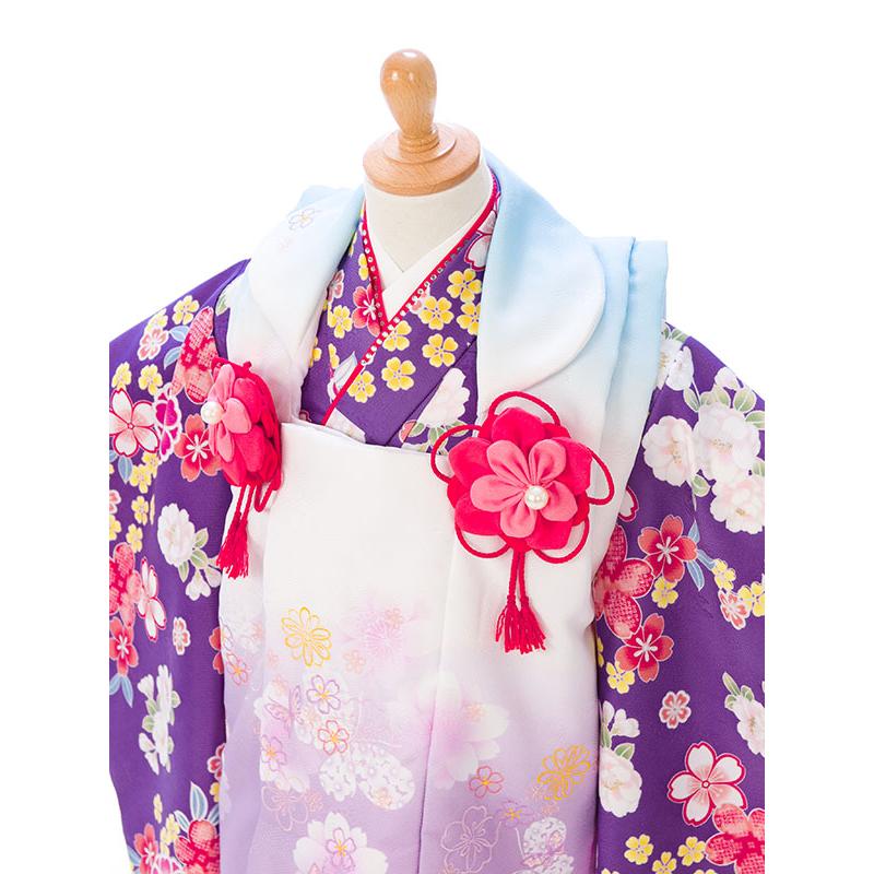 七五三　3歳 753 着物 3歳 七五三 3歳 753 着物｜ h-207 被布：白地に藤色と水色