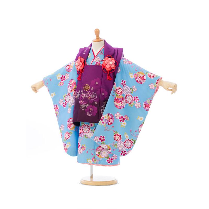 被布セット|90〜100cm|七五三着物3歳|女の子(被布)フルセット(ブルー系