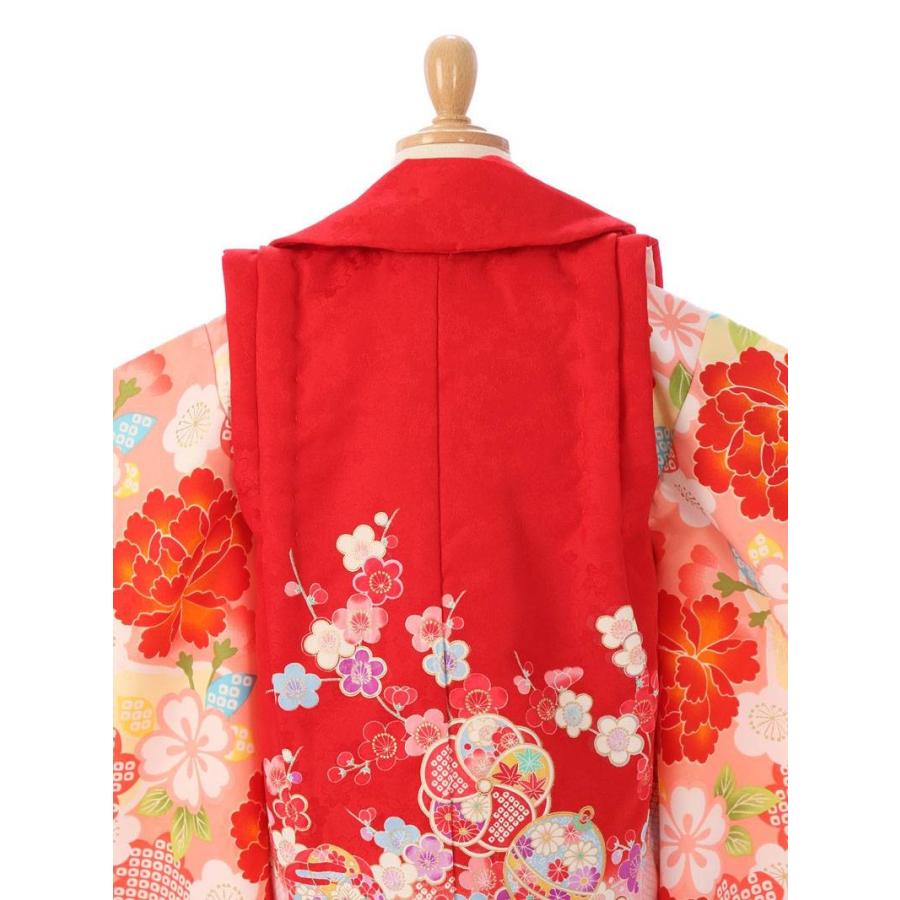 3歳 牡丹桜柄の七五三着物3歳 女の子(被布)フルセット（ピンク系