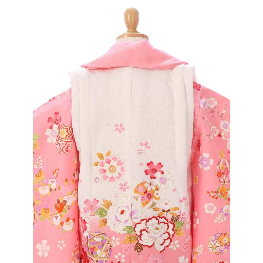 被布 四季花柄の七五三着物3歳 女の子(被布)フルセット（ピンク