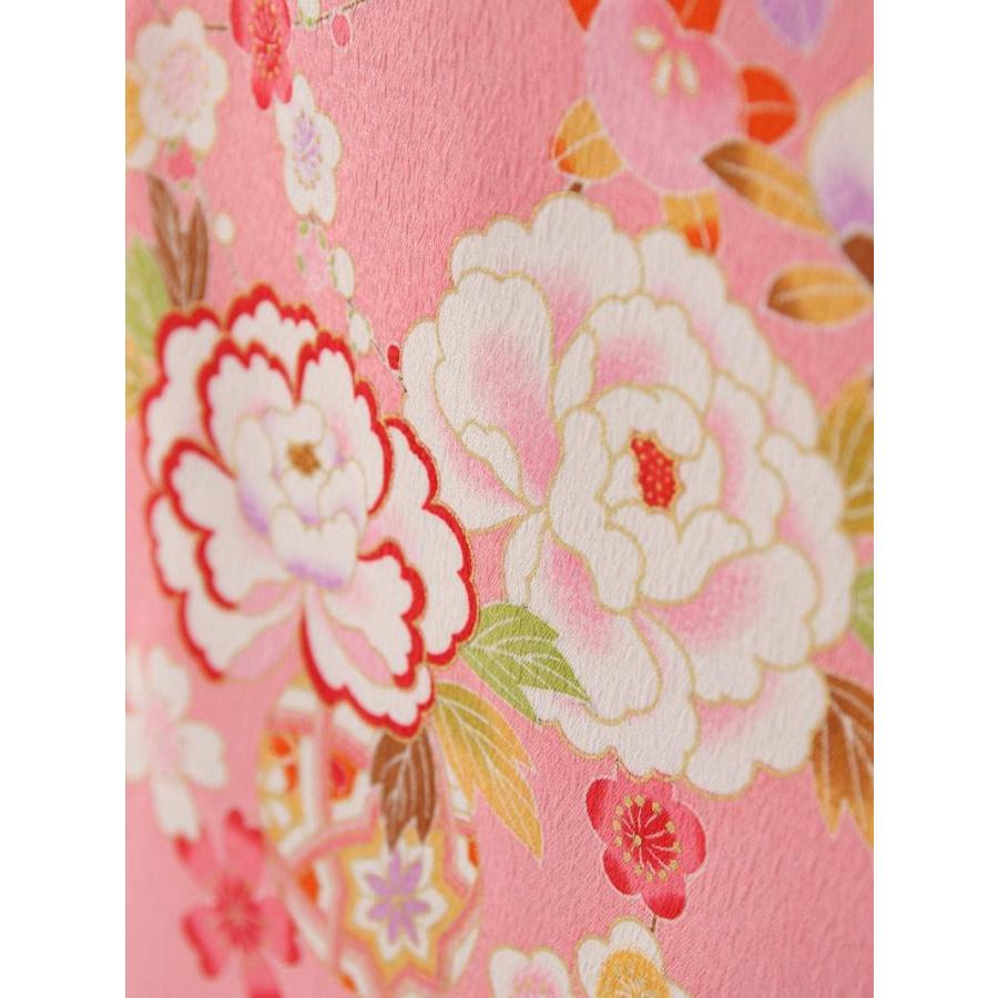 被布 四季花柄の七五三着物3歳 女の子(被布)フルセット（ピンク系