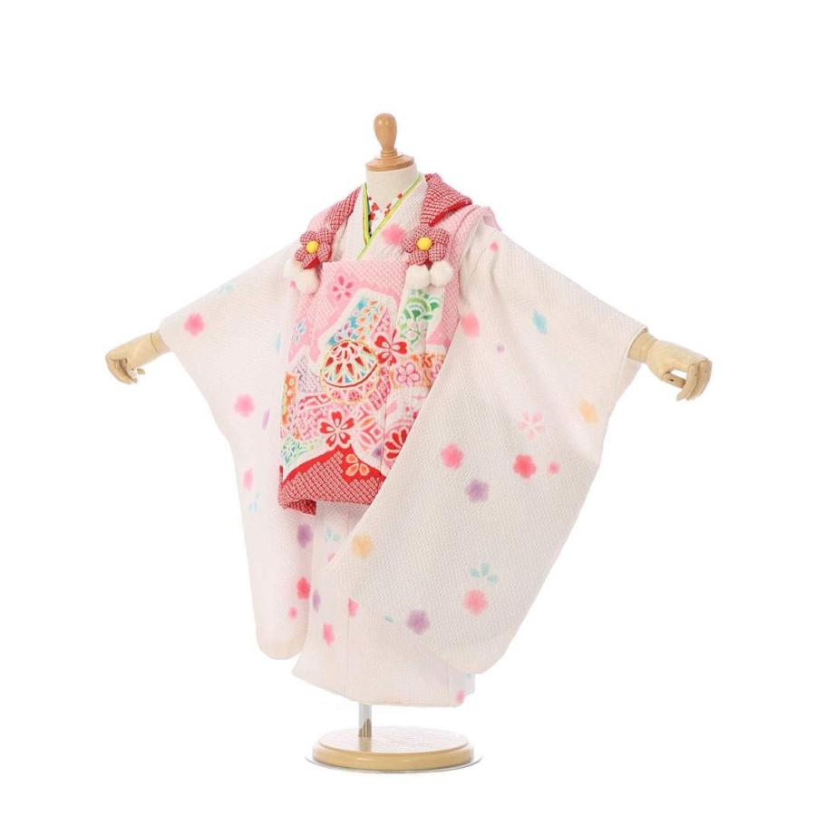 被布 絞り｜七五三着物3歳 女の子(被布)フルセット（白系 ）｜女の子