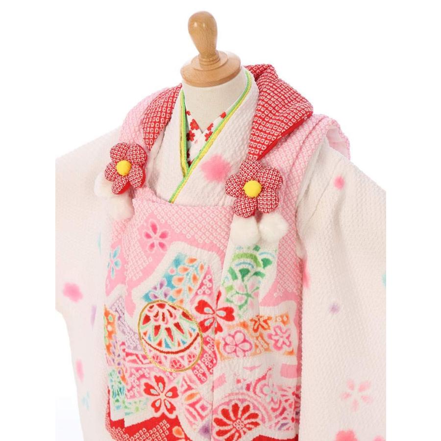 被布 絞り｜七五三着物3歳 女の子(被布)フルセット（白系 ）｜女の子