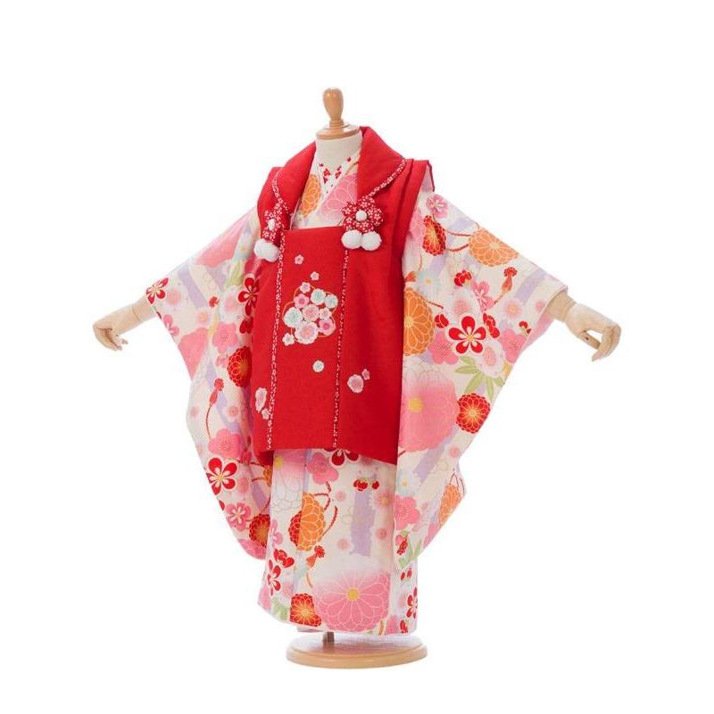 被布セット|花うさぎ|90〜100cm|七五三着物3歳|女の子(