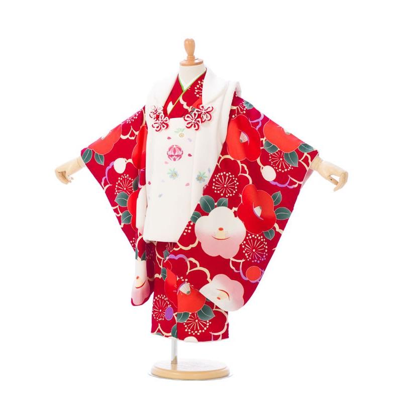 ハイクラス｜七五三着物3歳 女の子(被布)フルセット（赤系 ）｜女の子