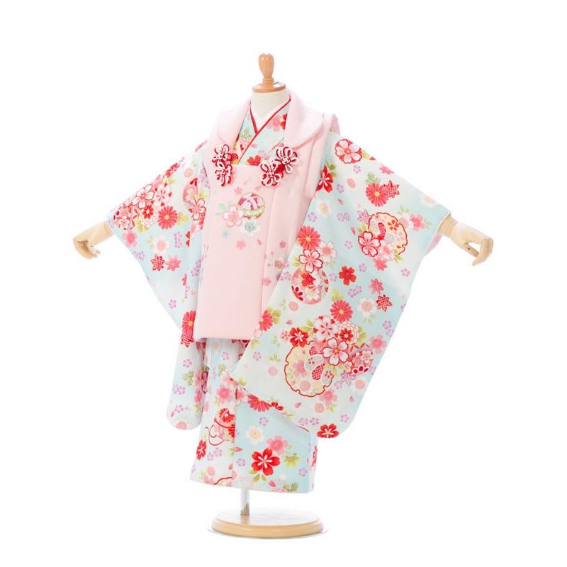 被布着物 ハイクラス｜七五三着物3歳 女の子(被布)フルセット（水色系