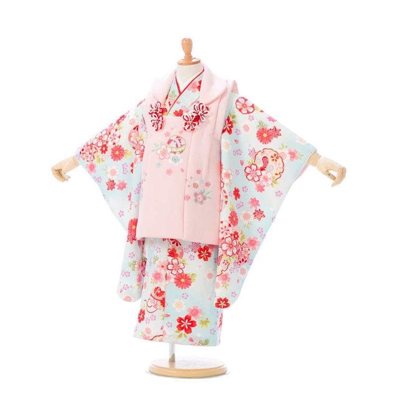 被布着物 ハイクラス｜七五三着物3歳 女の子(被布)フルセット（水色系